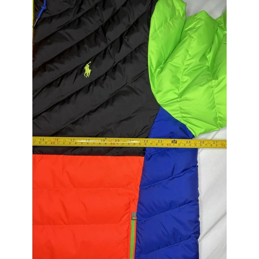 Polo Ralph Lauren Performance Hooded Puffer Jacket Mens‎ XL Neon Colorblock NWT